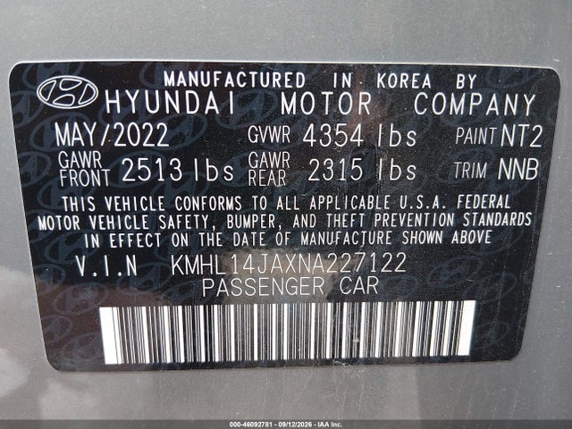 2022 HYUNDAI SONATA SEL 9