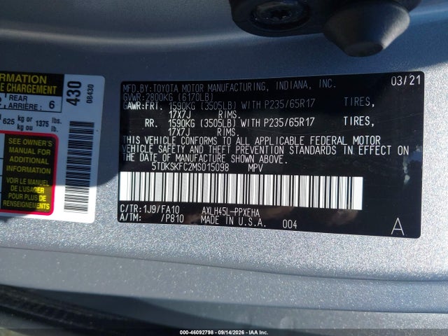 2021 TOYOTA SIENNA LE 9