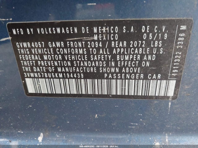 2019 VOLKSWAGEN JETTA 1.4T S 9