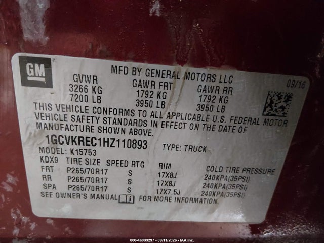 2017 CHEVROLET SILVERADO 1500 1LT 9