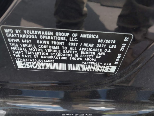 2018 VOLKSWAGEN PASSAT 2.0T SE 9