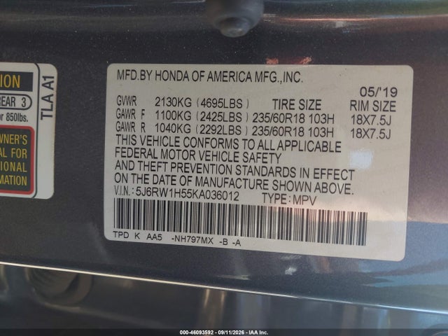 2019 HONDA CR-V EX 9