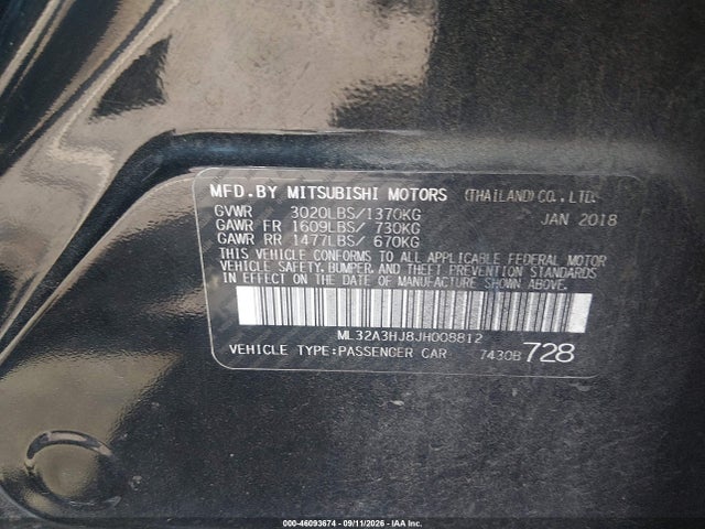 2018 MITSUBISHI MIRAGE ES 9