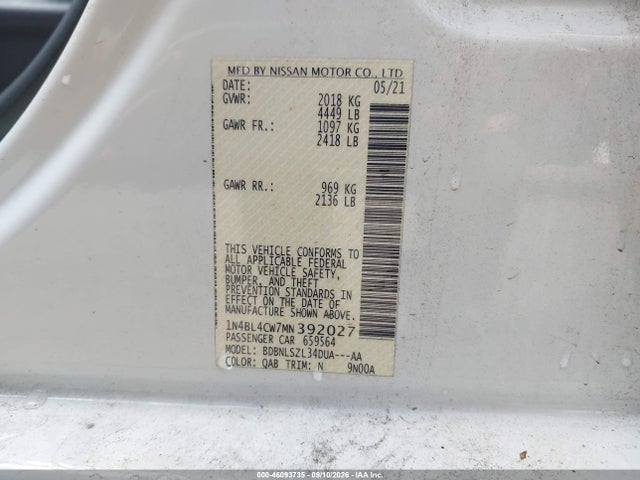 2021 NISSAN ALTIMA SR INTELLIGENT AWD 9