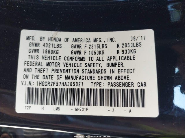 2017 HONDA ACCORD SPORT 9