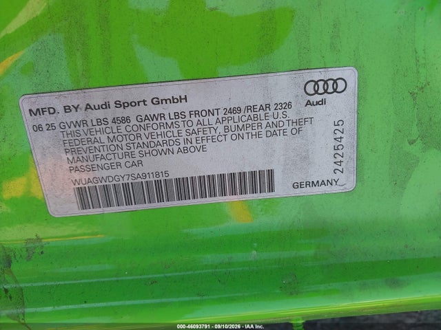 2025 AUDI RS 3 TFSI QUATTRO S TRONIC 9