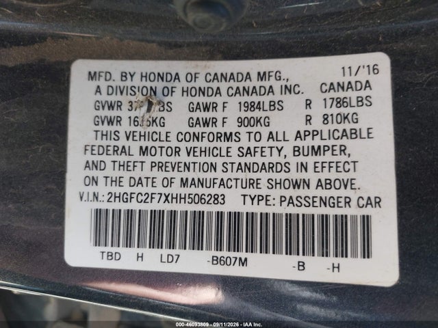 2017 HONDA CIVIC EX 9