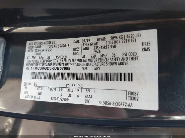 2019 FORD ESCAPE SE 9