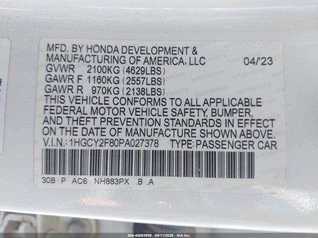 2023 HONDA ACCORD HYBRID TOURING 9