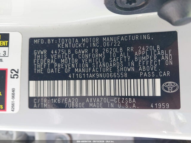 2022 TOYOTA CAMRY SE 9