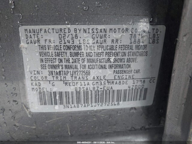 2018 NISSAN SENTRA S 9