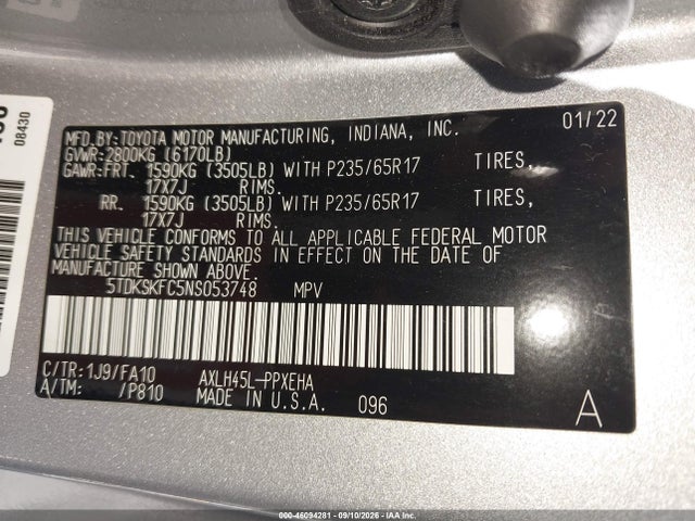 2022 TOYOTA SIENNA LE 9