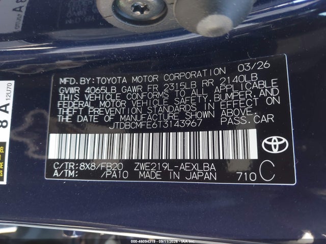 2026 TOYOTA COROLLA HYBRID HYBRID LE 9