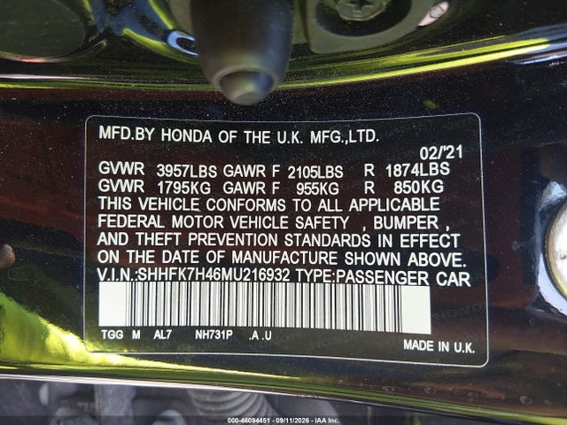 2021 HONDA CIVIC SPORT 9