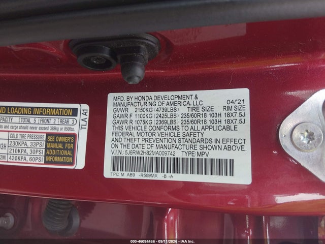 2021 HONDA CR-V AWD EX-L 9