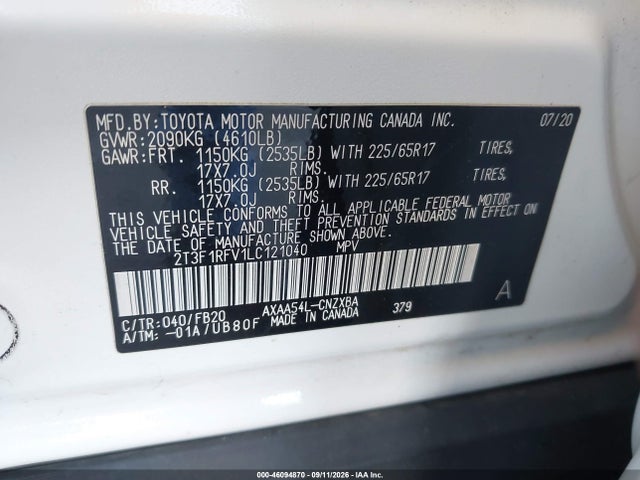 2020 TOYOTA RAV4 LE 9