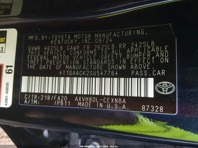 2025 TOYOTA CAMRY LE 9