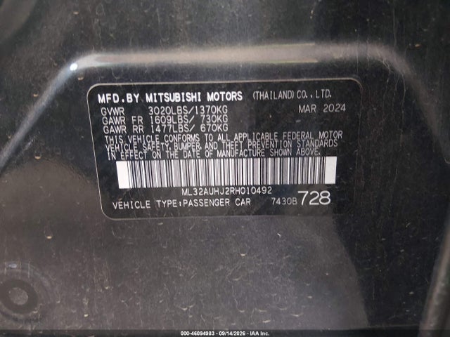 2024 Mitsubishi MIRAGE ES/LE 照片 9