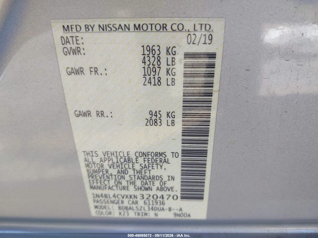 2019 NISSAN ALTIMA 2.5 SR 9