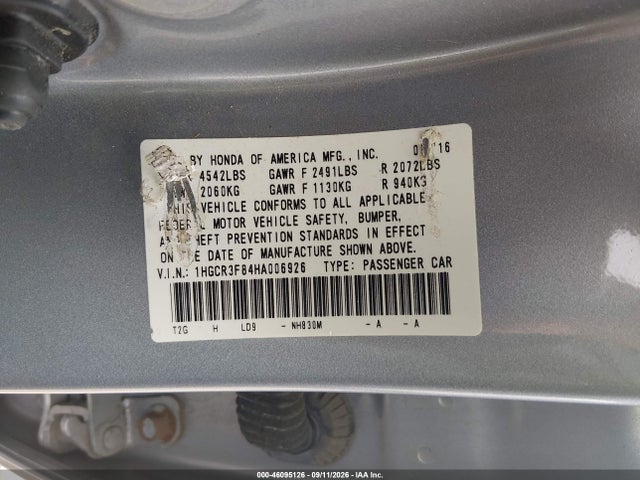 2017 HONDA ACCORD EX-L V6 9