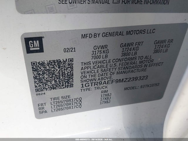 2021 GMC SIERRA 1500 4WD STANDARD BOX 9