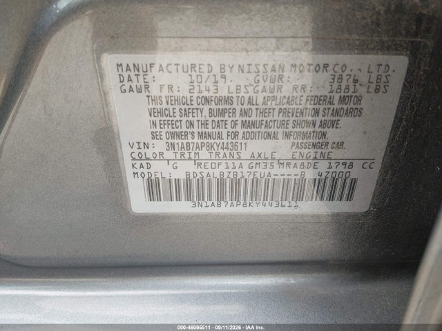 2019 NISSAN SENTRA S 9