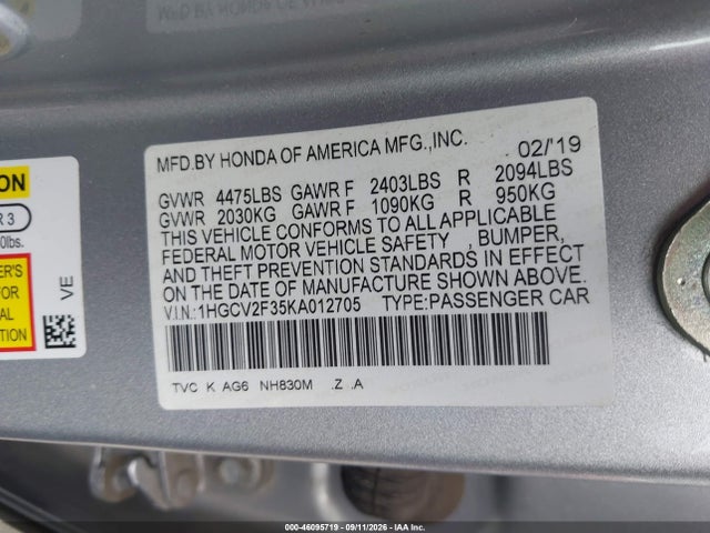 2019 HONDA ACCORD SPORT 2.0T 9