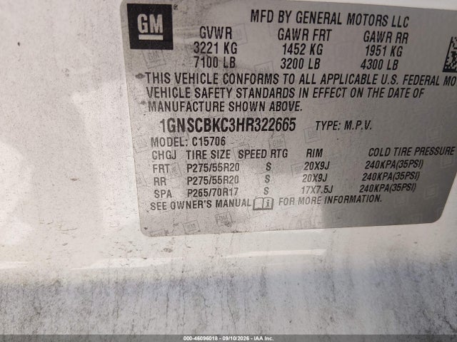 2017 CHEVROLET TAHOE LT 9