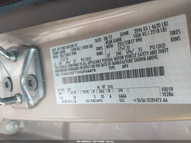 2017 FORD ESCAPE S 9