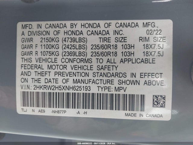 2022 HONDA CR-V AWD EX 9