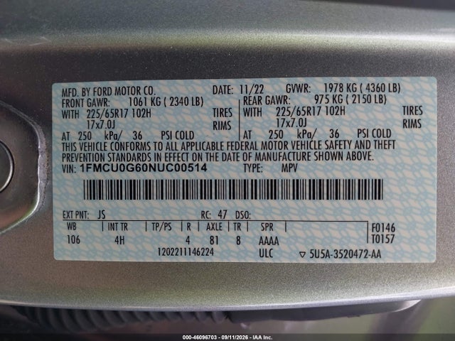 2022 FORD ESCAPE SE 9
