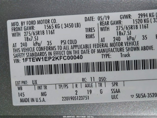 2019 FORD F-150 XLT 9