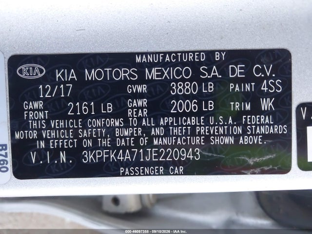2018 KIA FORTE LX 9