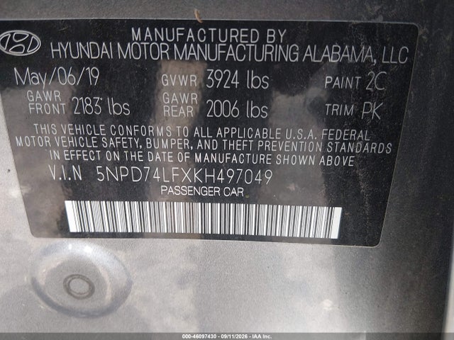 2019 HYUNDAI ELANTRA SE 9
