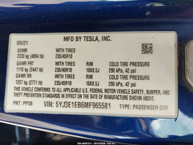 2021 TESLA MODEL 3 LONG RANGE DUAL MOTOR ALL-WHEEL DRIVE 9