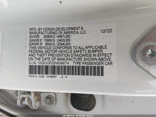 2022 HONDA ACCORD HYBRID SPORT 9