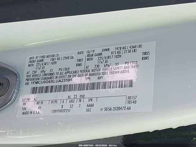 2020 FORD ESCAPE SE 9