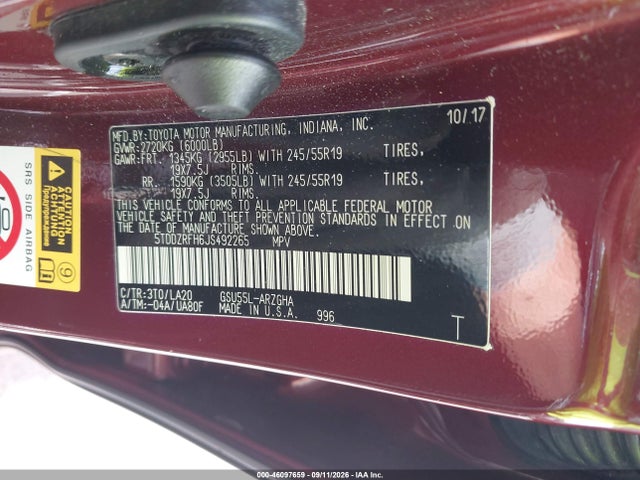 2018 TOYOTA HIGHLANDER LIMITED 9