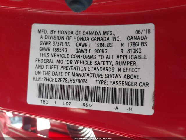 2018 HONDA CIVIC EX 9