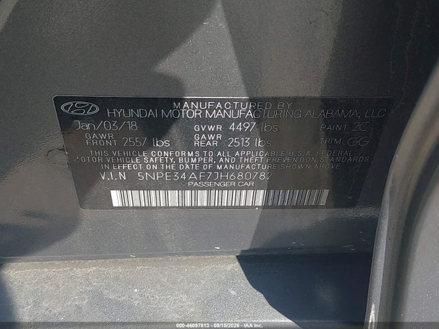 2018 HYUNDAI SONATA SEL 9