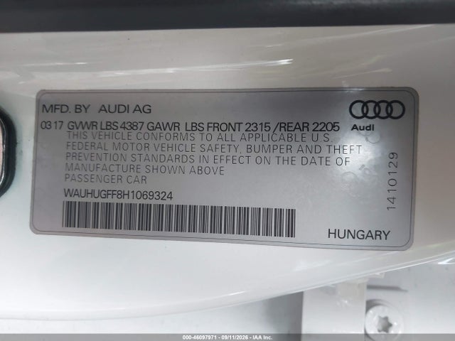2017 AUDI A3 2.0T PREMIUM 9