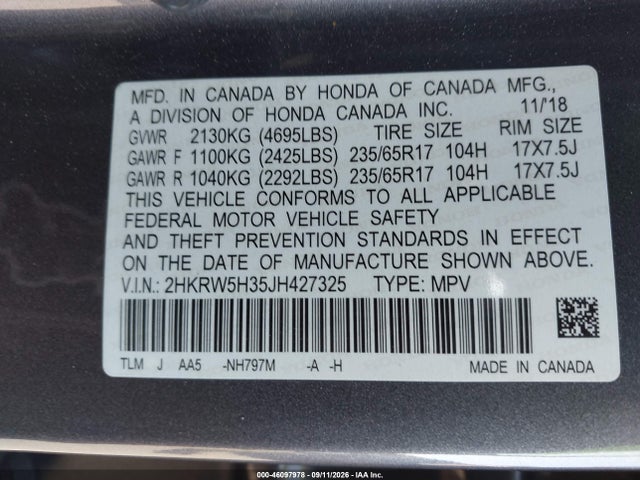 2018 HONDA CR-V LX 9