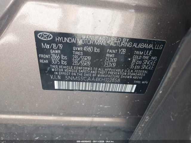 2019 HYUNDAI SANTA FE ULTIMATE 2.0T 9