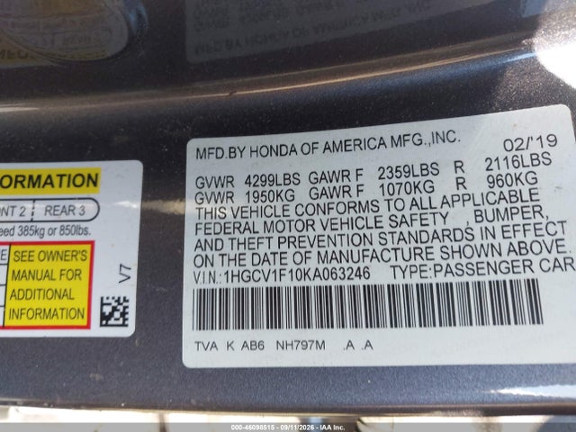 2019 HONDA ACCORD LX 9
