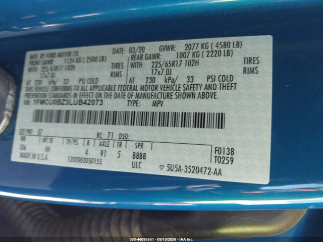 2020 FORD ESCAPE SE SPORT HYBRID 9