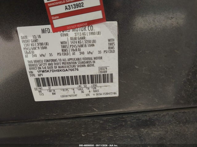 2019 FORD EXPLORER XLT 9