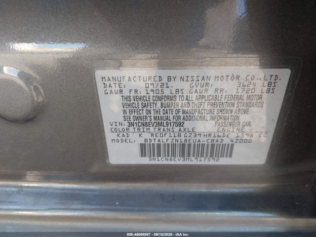 2021 NISSAN VERSA SV XTRONIC CVT 9