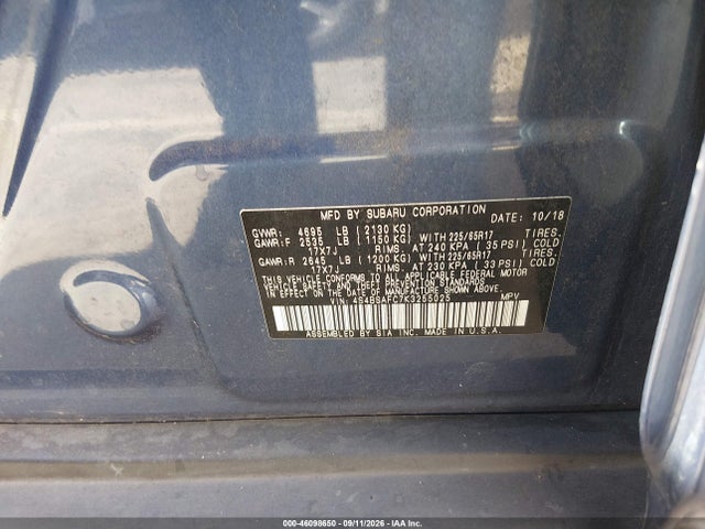 2019 SUBARU OUTBACK 2.5I PREMIUM 9