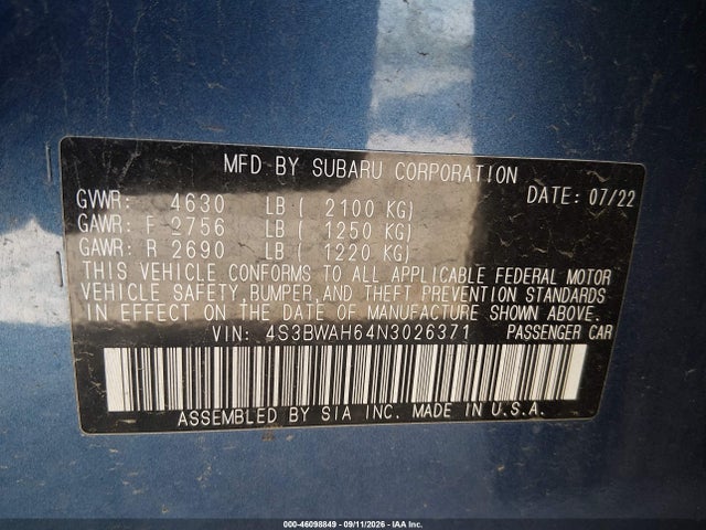 2022 SUBARU LEGACY SPORT 9