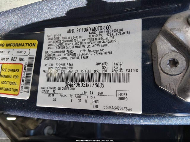 2018 FORD FUSION SE 9
